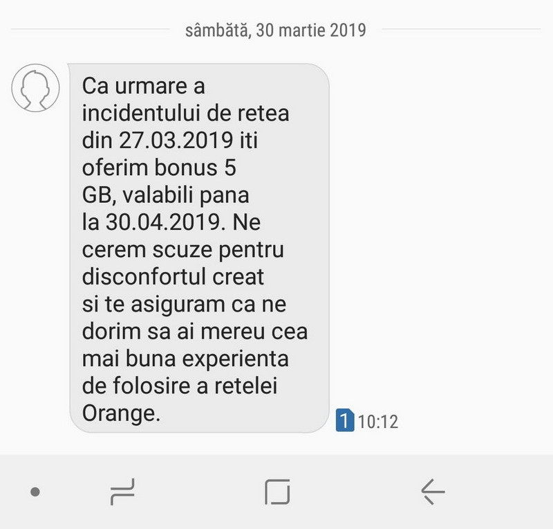 Mesajul Orange pentru clienții afectați de problemele cu rețeaua