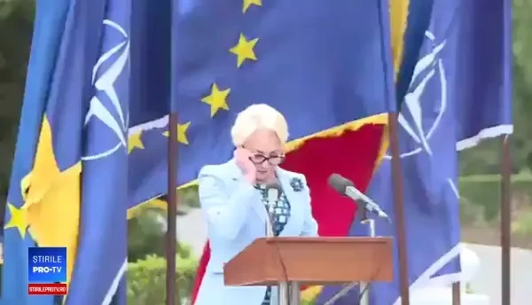 Dăncilă, discurs citit despre NATO. "Ţări vecine şi prietene: Bulgaria, Estonia, Letonia"