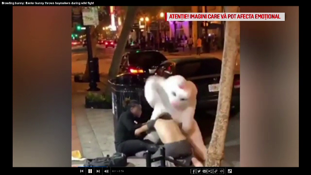 „Iepurașul de Paște”, un adevărat justiţiar. Momentul în care ia la bătaie un atacator