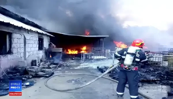 Incendiu la un depozit cu vopseluri și diluanți, în Vâlcea