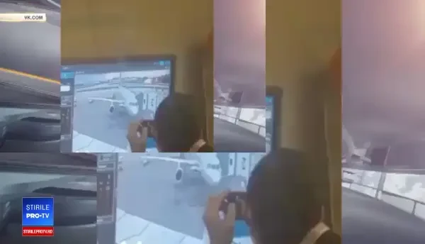 Momentul în care oficiali ruși râd în hohote în timp ce avionul e mistuit de foc