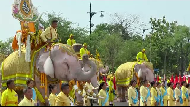 Paradă impresionantă pentru noul rege al Thailandei. Elefanții, simbol sacru al monarhiei