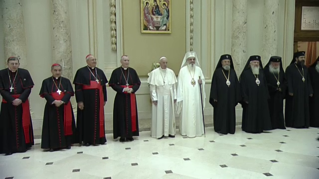 Suveranul Pontif a ajuns la Palatul Patriarhiei