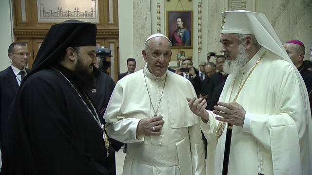 Suveranul Pontif a ajuns la Palatul Patriarhiei