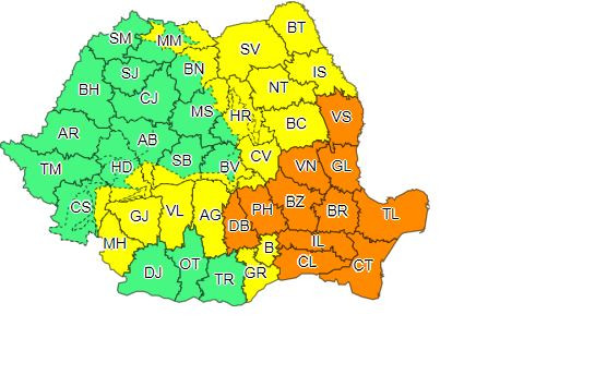 Alertă ANM: cod galben şi portocaliu de furtuni şi vijelii în jumătate de țară