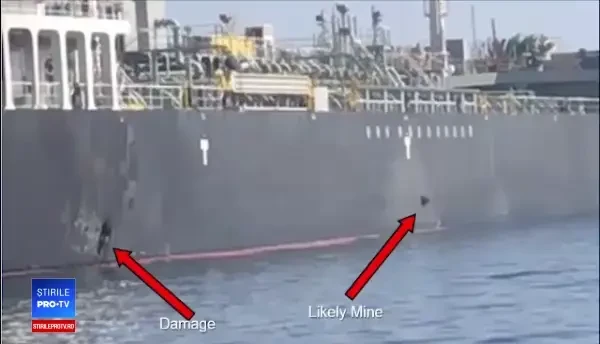 O fotografie ar arăta mina neexplodată, înlăturată din petrolierul japonez