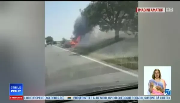 A fost la un pas de moarte, după ce mașina i-a luat foc. Detaliul care l-a salvat
