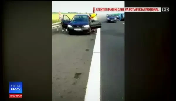ANIMAȚIE GRAFICĂ. Șofer strivit pe banda de urgență. Cum s-a produs accidentul de pe A2