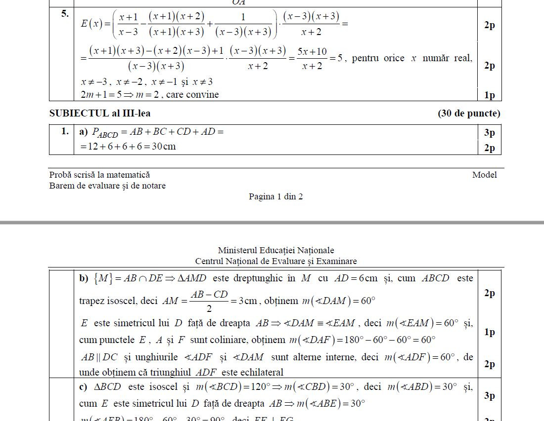 barem model matematica