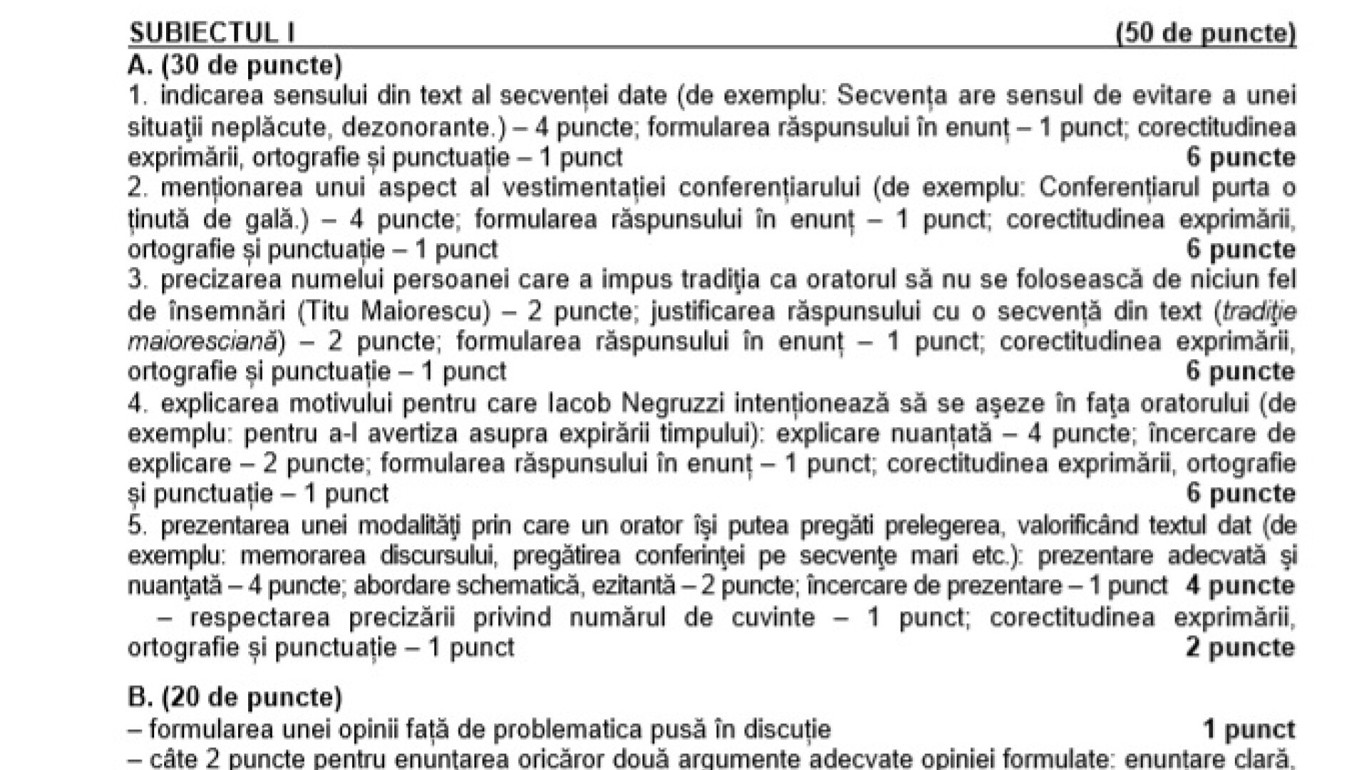 Barem limba rom&acirc;nă Bacalaureat 2019 Real
