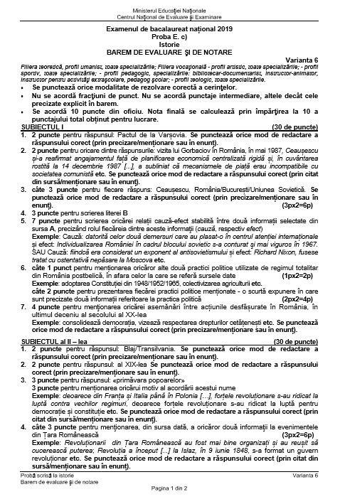 Barem BAC ISTORIE