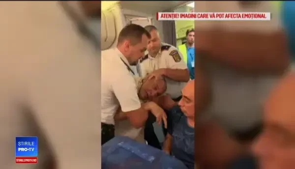 Scandal cu pumni și urlete la bordul unui avion Tarom. VIDEO filmat de un pasager revoltat