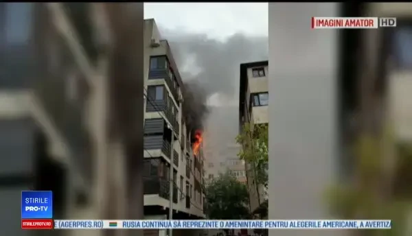 Incendiu puternic într-un bloc nou din Capitală. ”Stiţi ce e înăuntru, bombă!"