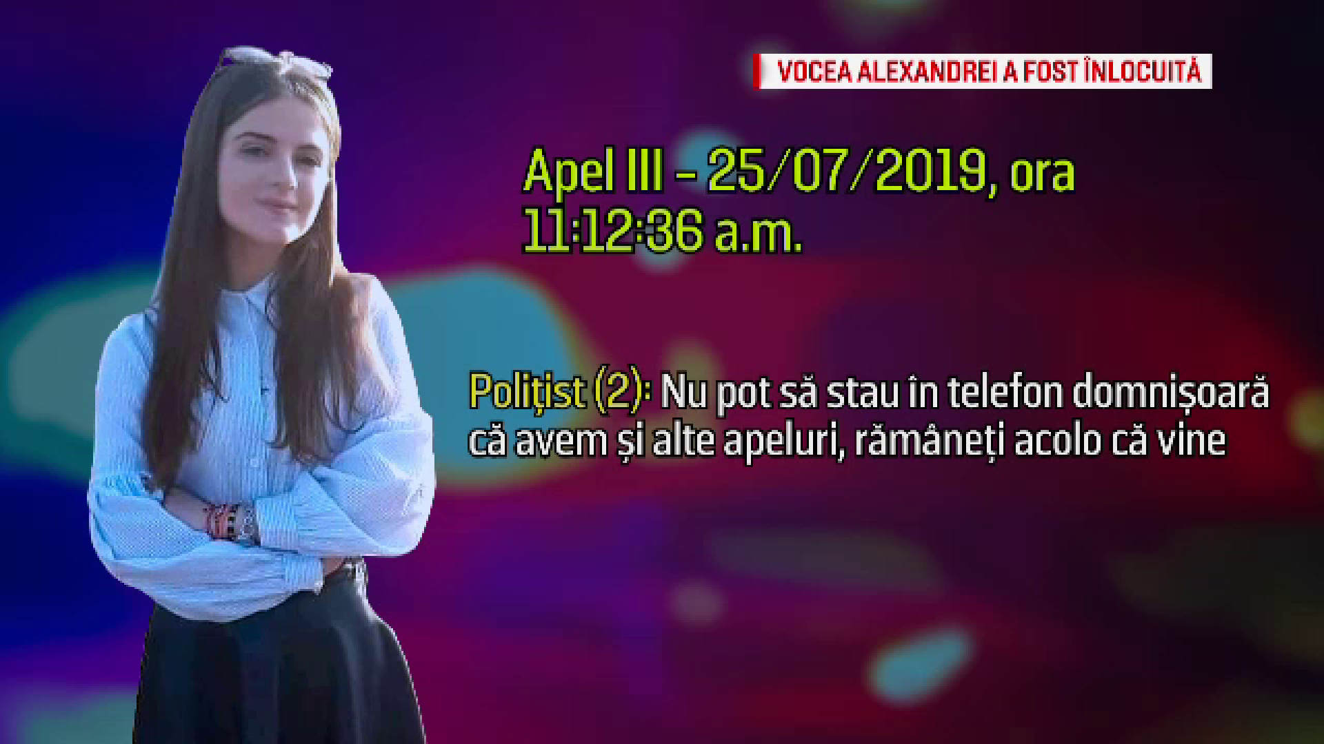 Cum este scuzată reacția irascibilă a polițistului care i-a răspuns Alexandrei