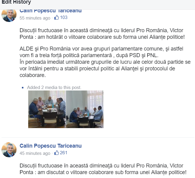postarea lui Tariceanu despre Ponta