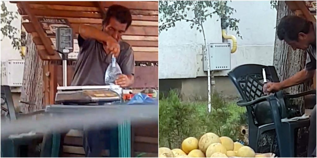 Filmare revoltătoare. Cu ce injectează un bărbat pepenii pe care îi vinde pe stradă