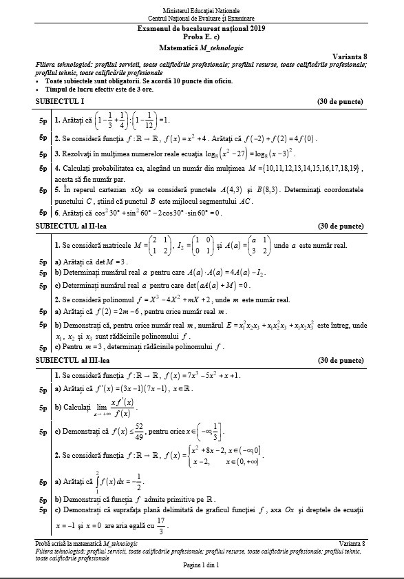 Subiecte Mate, servicii