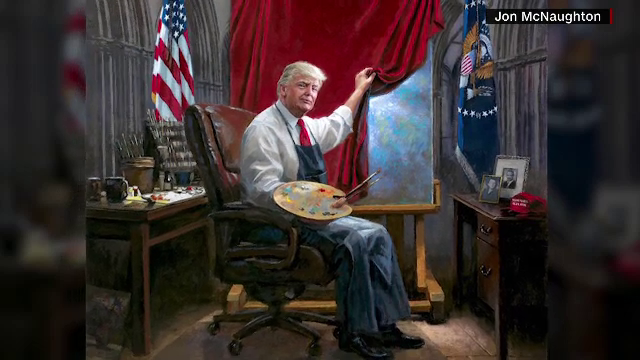 Artistul american care îl pictează doar pe Donald Trump. Cu cât se vând tablourile lui