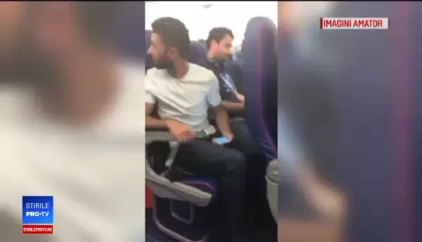 Imagini cu românul care a făcut scandal în avion. Pilotul, nevoit să aterizeze de urgență