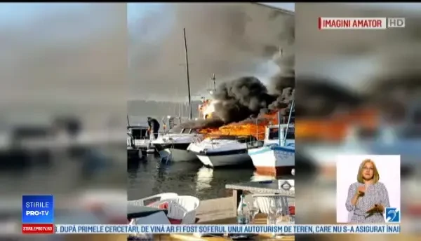 Un incendiu în portul Tomis a provocat panică printre turiști