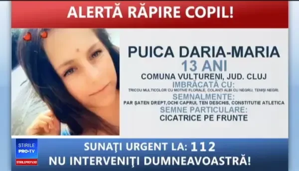 Fata dispărută în Cluj ar fi fost răpită de unchiul ei. "Se uita la ea ca un psihopat"