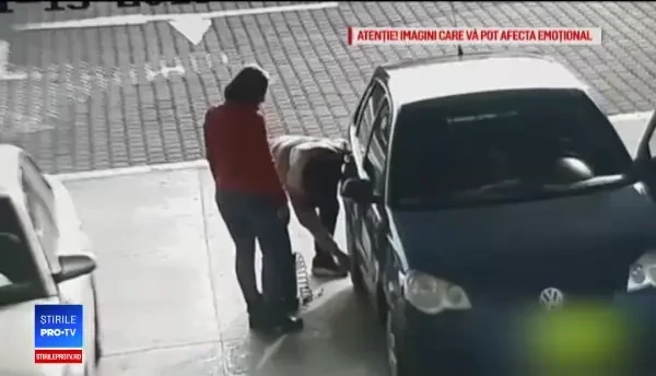 Momentul în care un șofer cade secerat într-o benzinărie. Cum l-a salvat un polițist