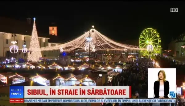 Atmosferă de basm la târgul de Crăciun din Sibiu. Impresia unor turiști străini