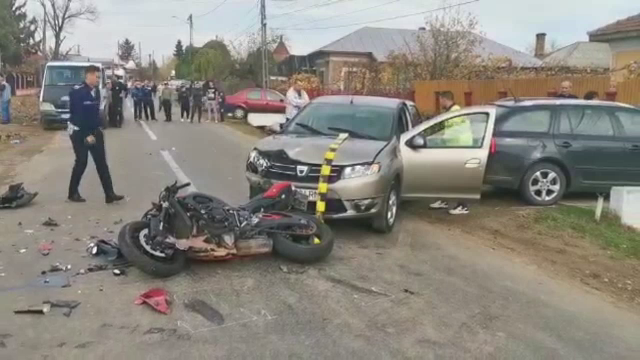 Un motociclist a fost spulberat de un șofer de 60 de ani la Găești