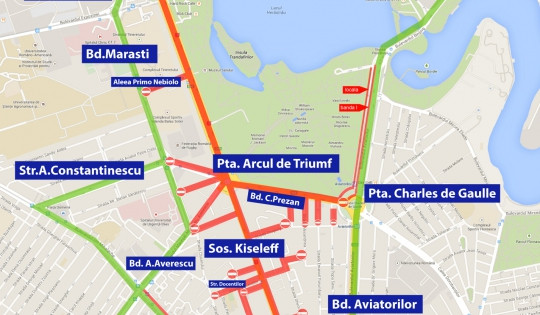 Harta restricțiilor de trafic &icirc;n București de Ziua Națională