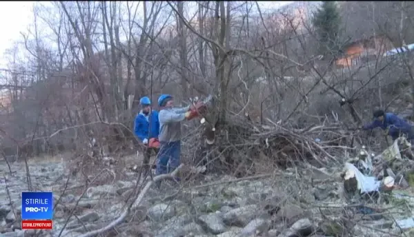 Tone de gunoaie şi peturi, scoase din albia Jiului. „Dacă am fi în altă țară ne omorau”