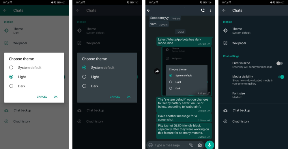WhatsApp dark mode