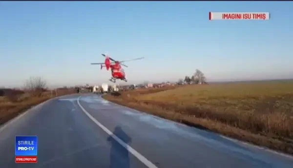 Doi soți au murit după o depășire pe un drum foarte alunecos, în Timiș