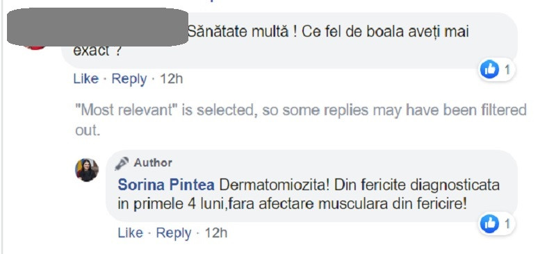 Boala de care suferă Sorina Pintea