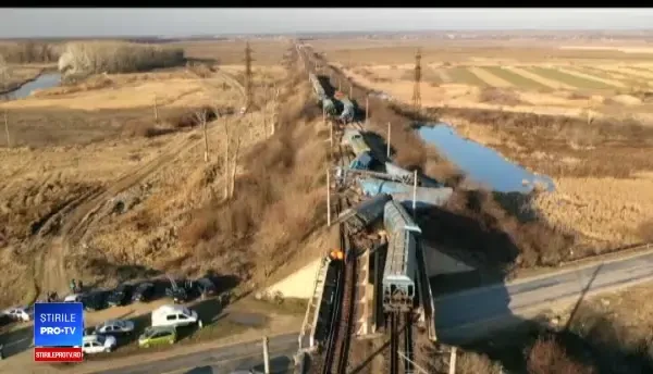 ANIMAȚIE GRAFICĂ. Cum a deraiat trenul plin cu marfă în apropiere de Caracal