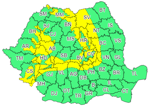 Alertă de vreme severă în toată țara. Au fost emise coduri de vânt puternic și viscol