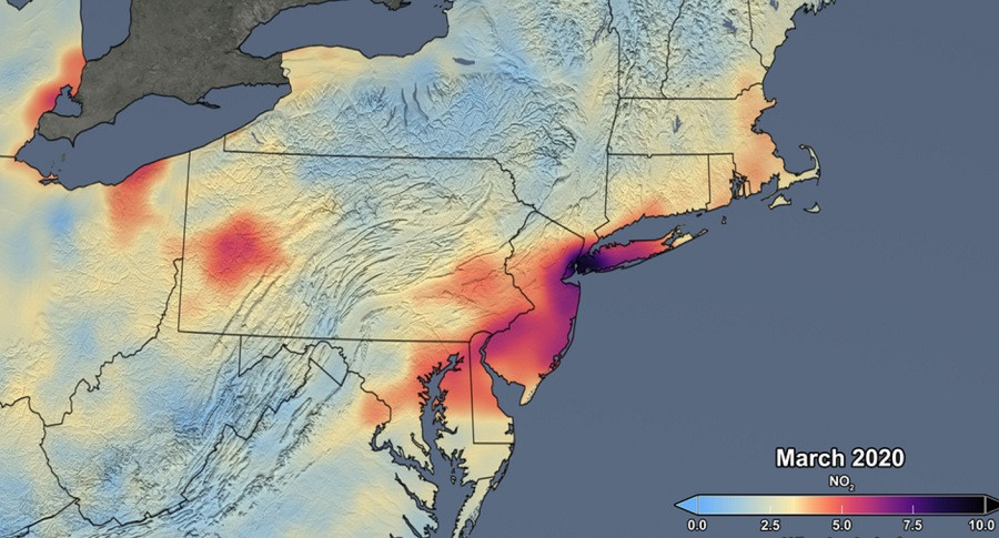 Imaginile NASA care arată cu c&acirc;t a scăzut poluarea &icirc;n SUA de la debutul pandemiei