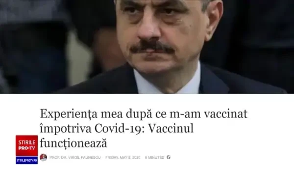 Anchetă după ce medicul Virgil Păunescu şi-a administrat singur un "vaccin" neomologat pentru COVID-19