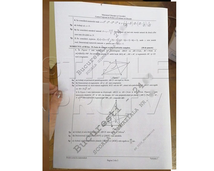 subiecte matematica evaluare nationala
