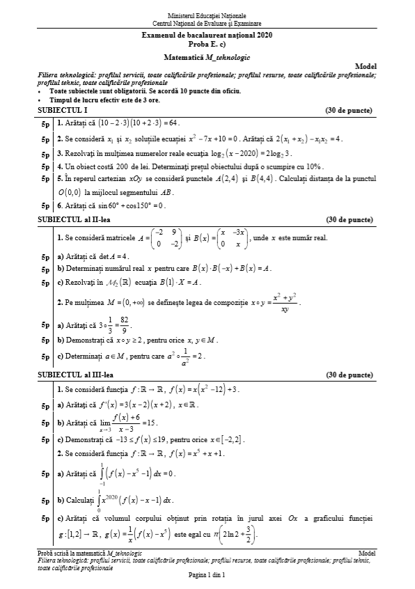 Subiecte matematica - servicii