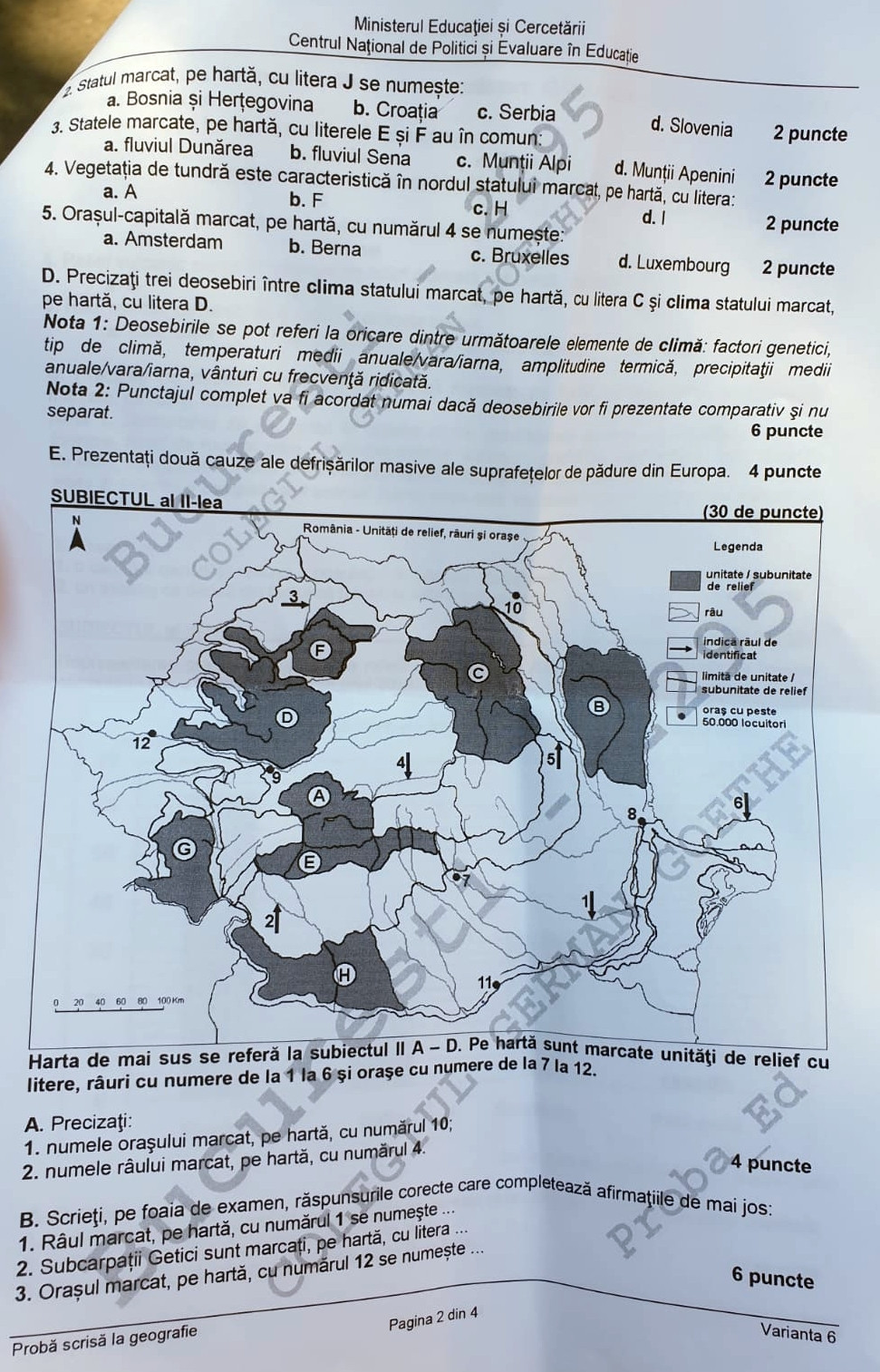 SUBIECTE BAC GEOGRAFIE 2020 - 1