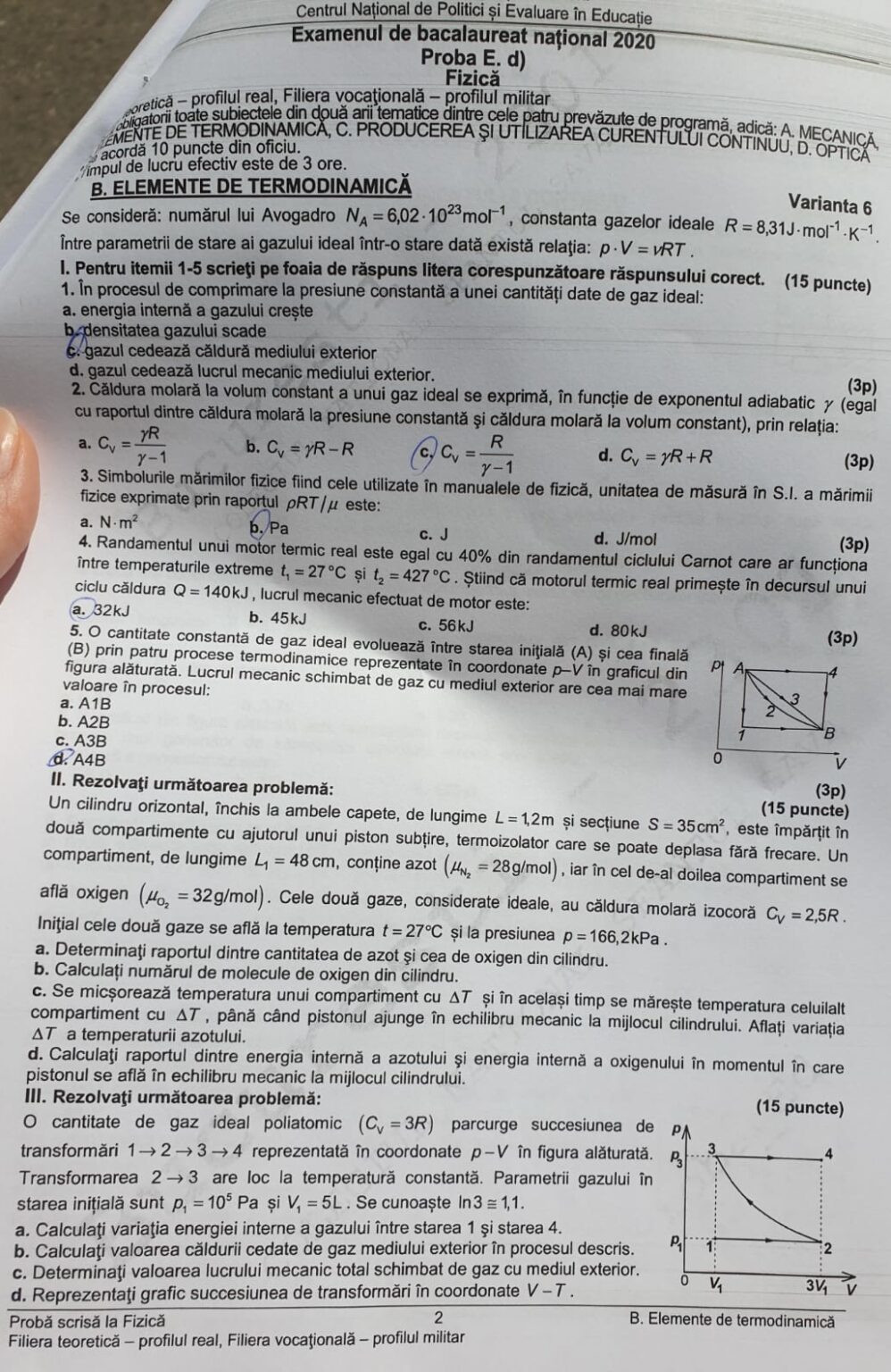 SUBIECTE FIZICA BAC 2020 - 3