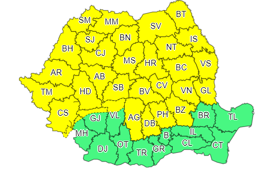 Cod galben de vreme instabilă