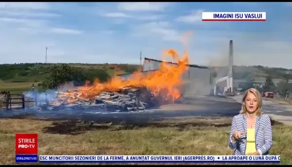 Un incendiu violent de la un depozit din Vaslui s-ar fi putut transforma într-o adevărată tragedie