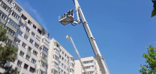 incendiu, scara, bloc