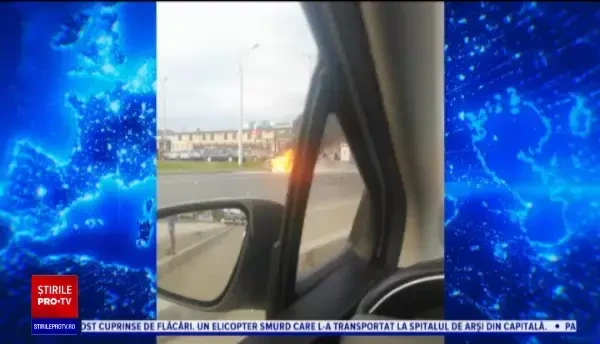 Polițist rănit și motocicletă în flăcări, după un accident produs de o șoferiță. ”Și-a continuat drumul liniștită”