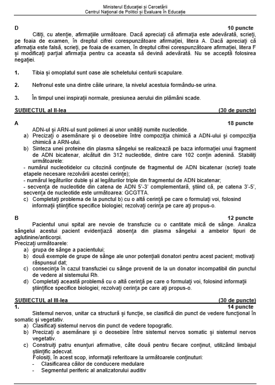 Subiectele la Anatomie