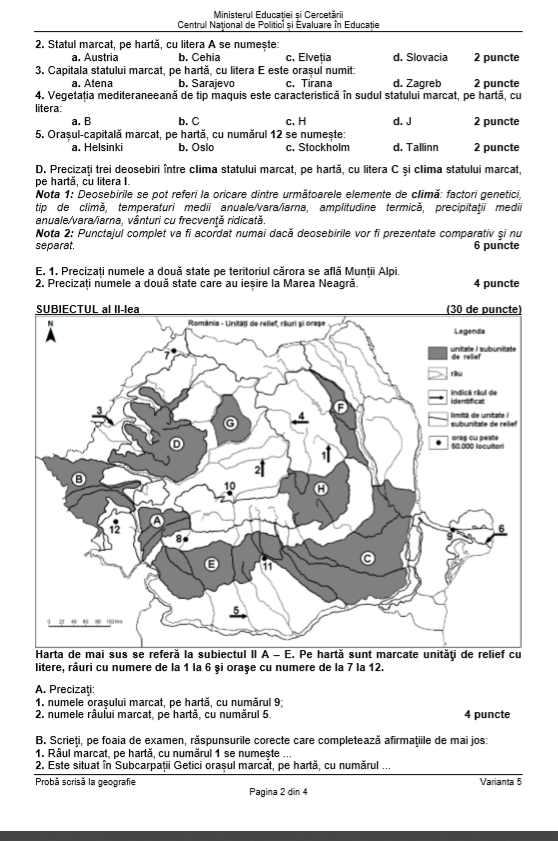 Subiecte BAC la Geografie