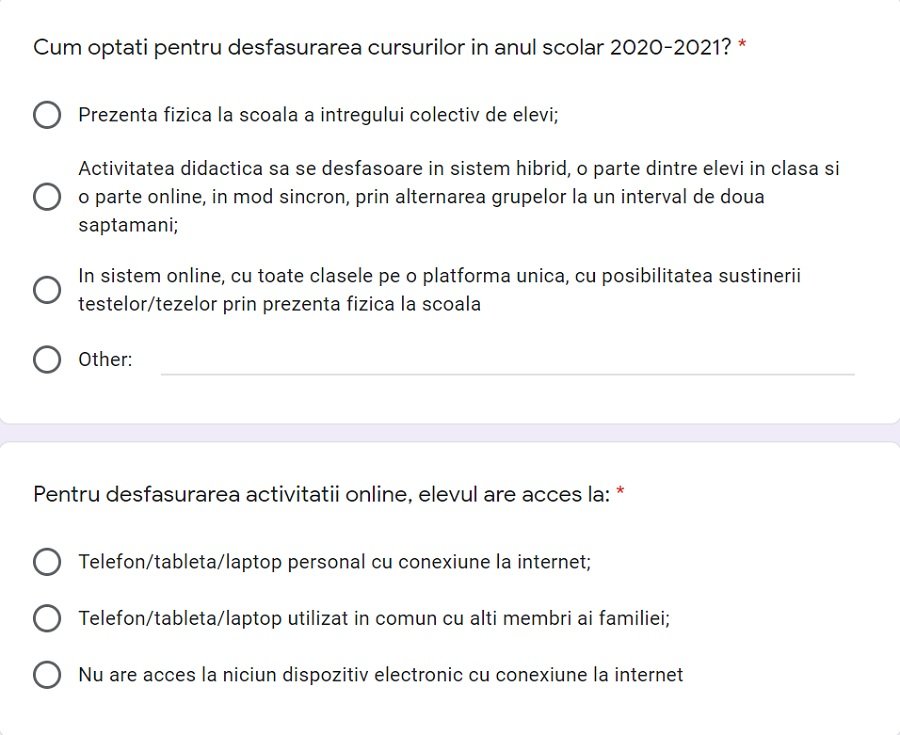 Chestionar pentru părinți &icirc;nainte de &icirc;nceperea anului școlar