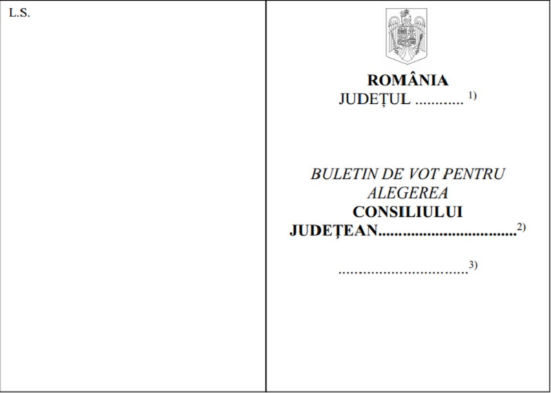 Model buletin de vot pentru consilii județene și Consiliul General al Municipiului București