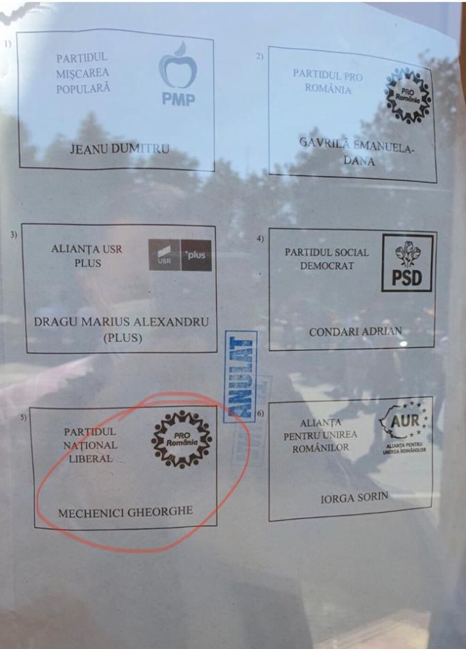 buletin de vot costinesti gresit